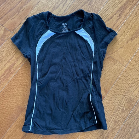 Women’s Black and White Short-sleeve Fitted Workout Tee - Size S - Picture 1 of 1